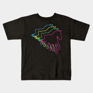 Horse 80s Neon Kids T-Shirt